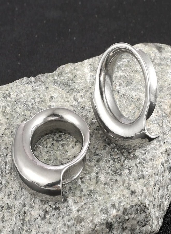 Earblity 2PCS 10mm/00g Silver Cuff Lobes Gauges for Stretched Ears Hypoallergenic 316 Stainless Steel Ear Body Piercing Jewelry for Women Men - Image 4